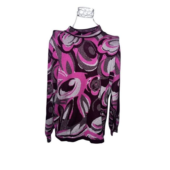 Beautiful BOSTON PROPER Jacquard Mock Neck Sweater Multicolored Long sleeve size - Picture 1 of 12
